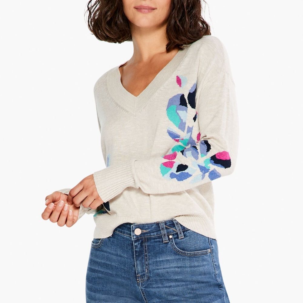 Nic+Zoe Blooming Short V Sweater S231137w Plus Size 3x